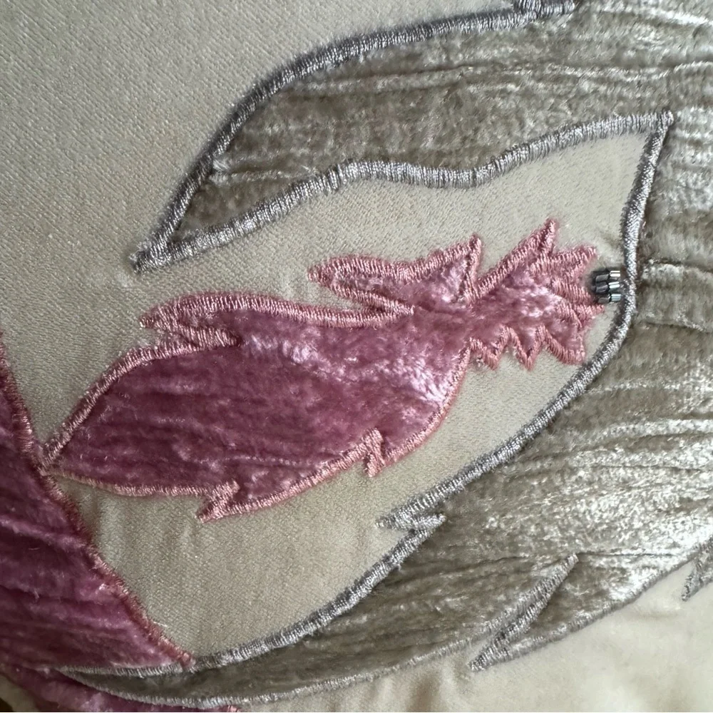 Rachel Zoe NWT ivory, pink silver beaded Witchy Moon decorative Halloween pillow